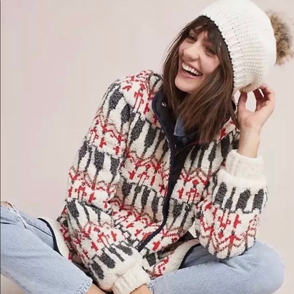 Anthropologie Jackets & Blazers - Anthro Sleeping On Snow Intarsia Sherpa Jacket, XS
